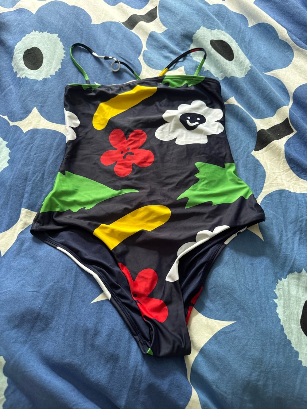 Lazy Oaf garden print one piece corset back swimsuit